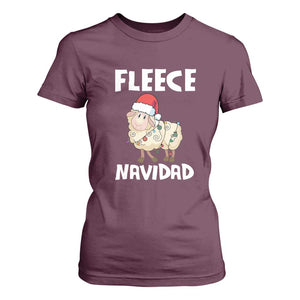 Funny Christmas Sheep T Shirt For Women Fleece Navidad Feliz Spanish Merry Xmas TS02 Maroon Print Your Wear