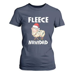 Funny Christmas Sheep T Shirt For Women Fleece Navidad Feliz Spanish Merry Xmas TS02 Navy Print Your Wear