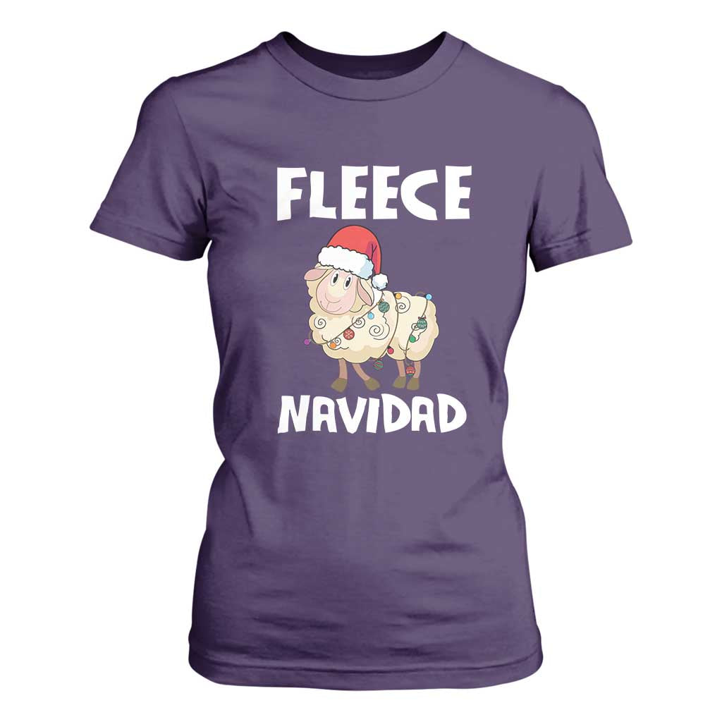Funny Christmas Sheep T Shirt For Women Fleece Navidad Feliz Spanish Merry Xmas TS02 Purple Print Your Wear