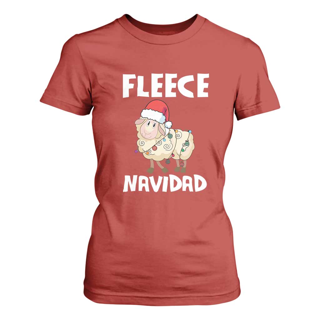 Funny Christmas Sheep T Shirt For Women Fleece Navidad Feliz Spanish Merry Xmas TS02 Red Print Your Wear