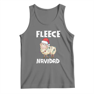 Funny Christmas Sheep Tank Top Fleece Navidad Feliz Spanish Merry Xmas TS02 Black Heather Print Your Wear