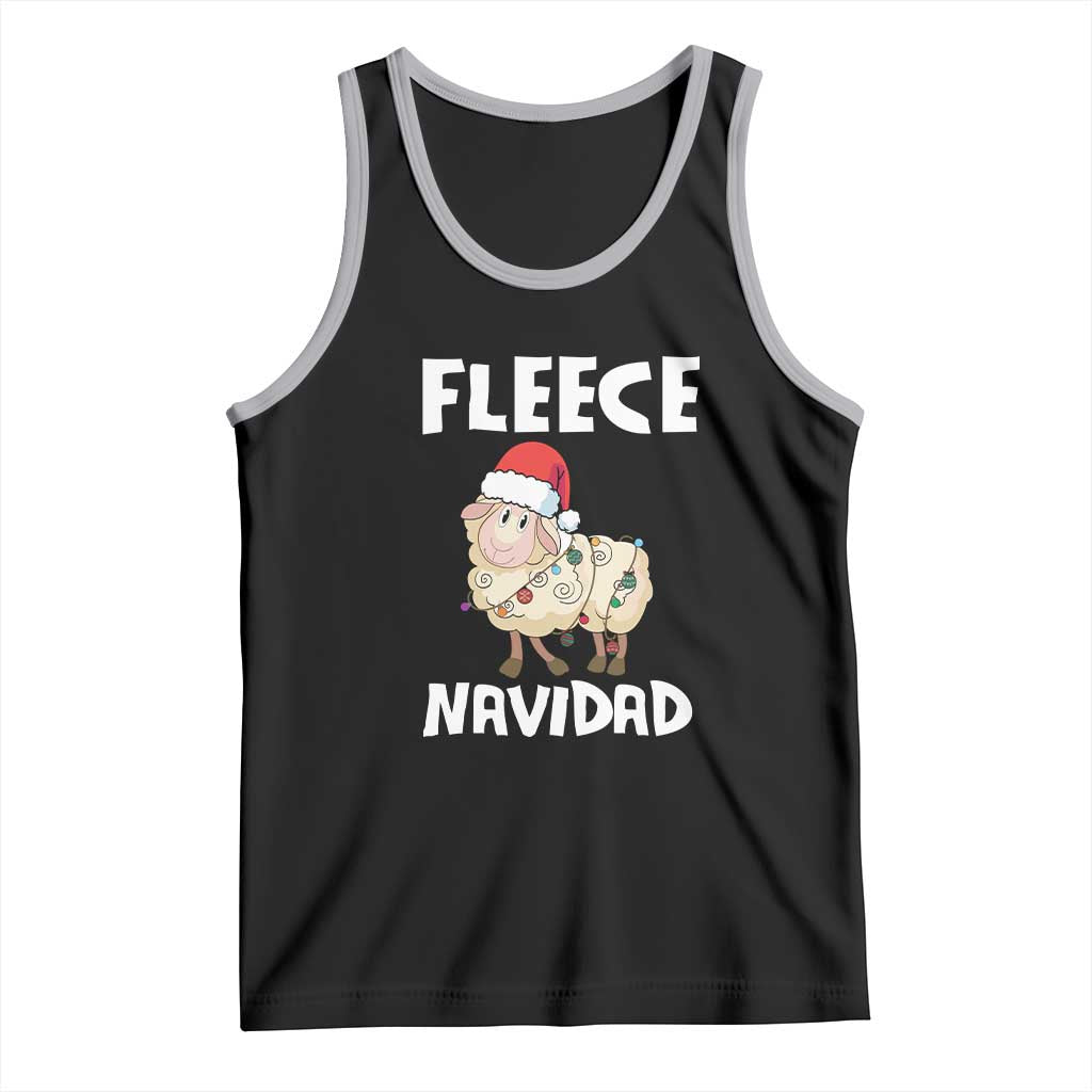 Funny Christmas Sheep Tank Top Fleece Navidad Feliz Spanish Merry Xmas TS02 Black Athletic Heather Print Your Wear