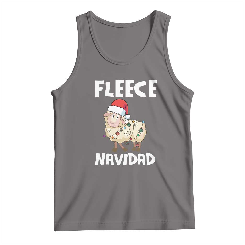 Funny Christmas Sheep Tank Top Fleece Navidad Feliz Spanish Merry Xmas TS02 Deep Heather Print Your Wear