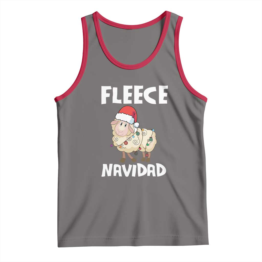 Funny Christmas Sheep Tank Top Fleece Navidad Feliz Spanish Merry Xmas TS02 Deep Heather Red Print Your Wear