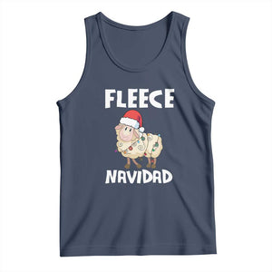 Funny Christmas Sheep Tank Top Fleece Navidad Feliz Spanish Merry Xmas TS02 Navy Print Your Wear