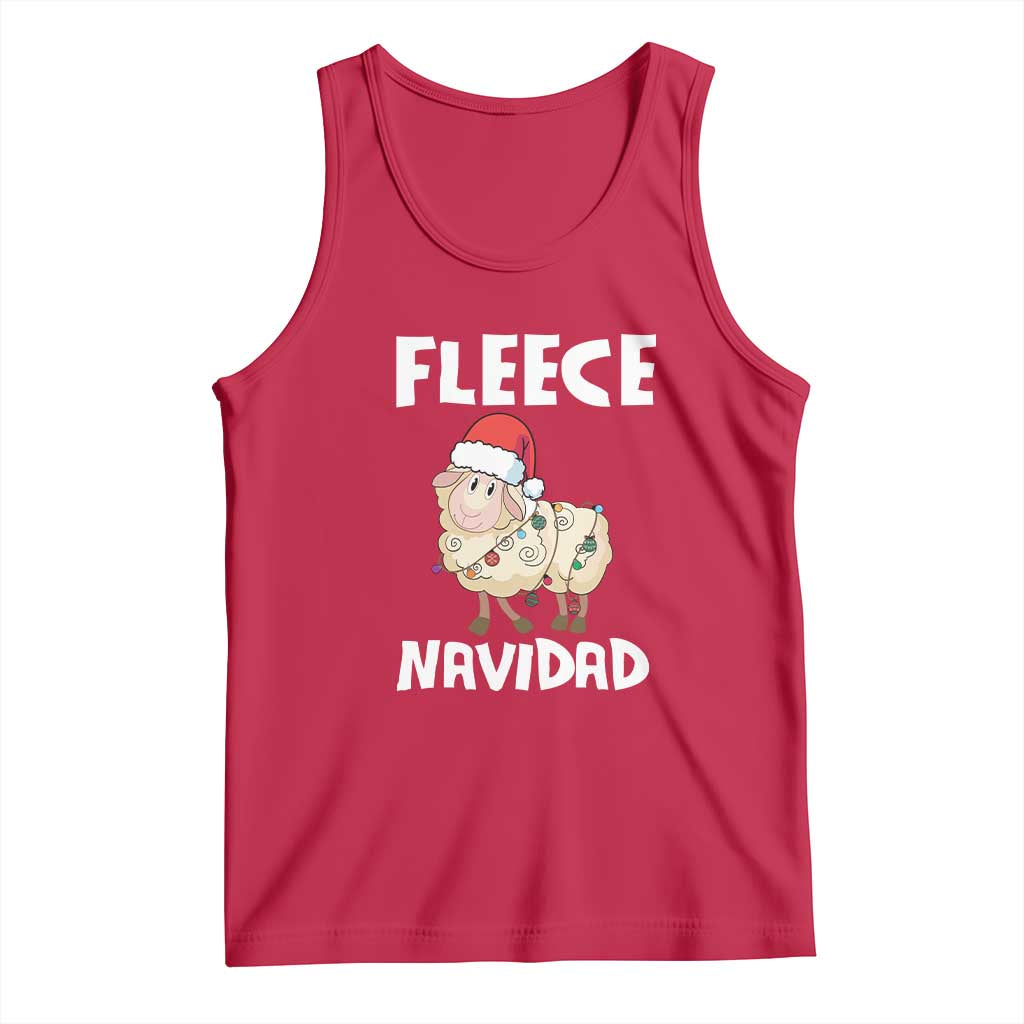 Funny Christmas Sheep Tank Top Fleece Navidad Feliz Spanish Merry Xmas TS02 Red Print Your Wear