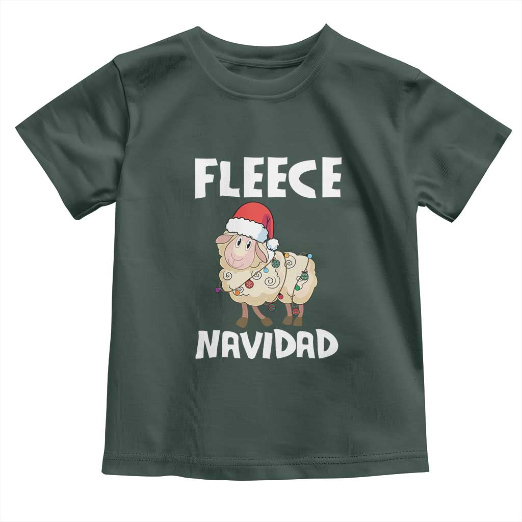 Funny Christmas Sheep Toddler T Shirt Fleece Navidad Feliz Spanish Merry Xmas TS02 Dark Forest Green Print Your Wear