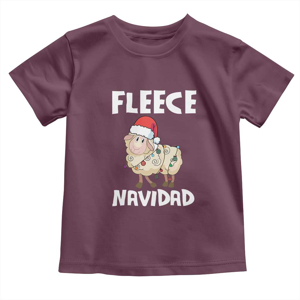 Funny Christmas Sheep Toddler T Shirt Fleece Navidad Feliz Spanish Merry Xmas TS02 Maroon Print Your Wear