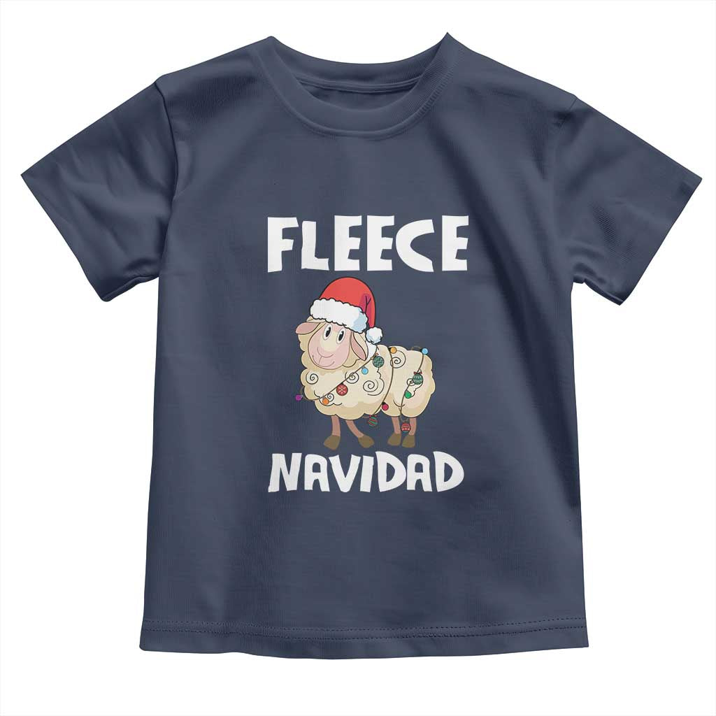 Funny Christmas Sheep Toddler T Shirt Fleece Navidad Feliz Spanish Merry Xmas TS02 Navy Print Your Wear
