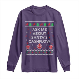 Funny Christmas Accountant Long Sleeve Shirt Ask Me About Santas Cash Flow Ugly Sweater TS02 Purple Print Your Wear