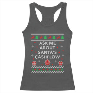 Funny Christmas Accountant Racerback Tank Top Ask Me About Santas Cash Flow Ugly Sweater TS02 Dark Heather Print Your Wear