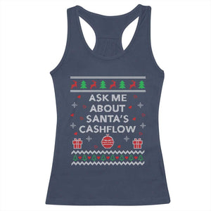 Funny Christmas Accountant Racerback Tank Top Ask Me About Santas Cash Flow Ugly Sweater TS02 Navy Print Your Wear