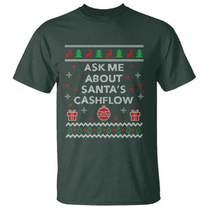 Funny Christmas Accountant T Shirt Ask Me About Santas Cash Flow Ugly Sweater TS02 Dark Forest Green Print Your Wear