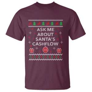 Funny Christmas Accountant T Shirt Ask Me About Santas Cash Flow Ugly Sweater TS02 Maroon Print Your Wear