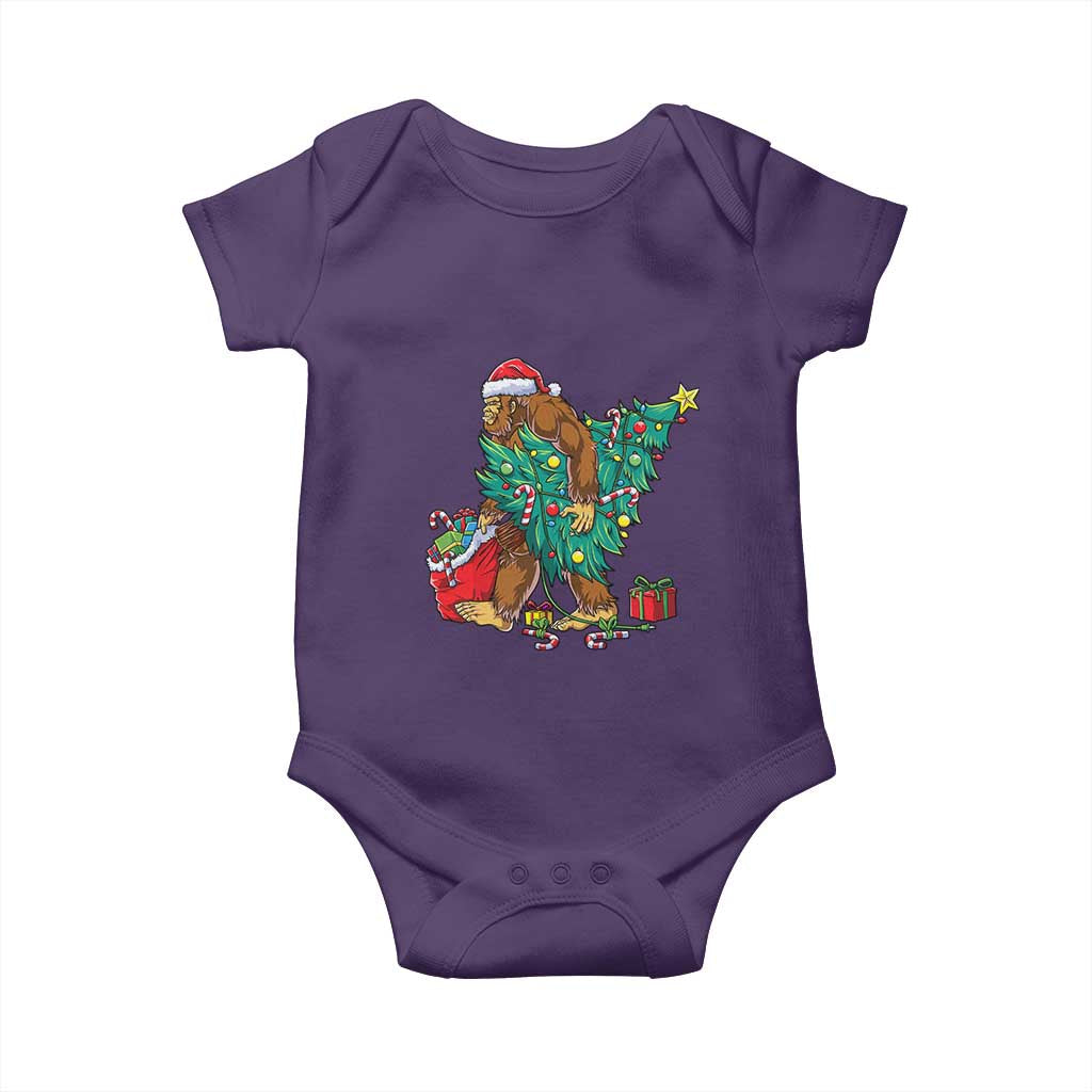 Bigfoot Christmas Tree Baby Onesie Xmas Lights Sasquatch Lovers TS02 Purple Print Your Wear