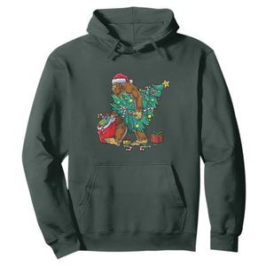 Bigfoot Christmas Tree Hoodie Xmas Lights Sasquatch Lovers TS02 Dark Forest Green Print Your Wear