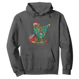 Bigfoot Christmas Tree Hoodie Xmas Lights Sasquatch Lovers TS02 Dark Heather Print Your Wear