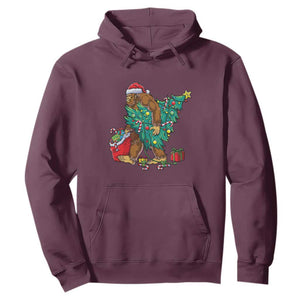 Bigfoot Christmas Tree Hoodie Xmas Lights Sasquatch Lovers TS02 Maroon Print Your Wear