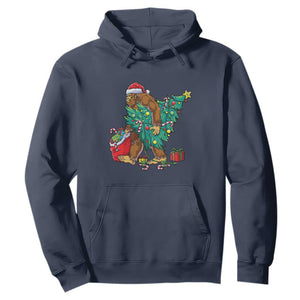 Bigfoot Christmas Tree Hoodie Xmas Lights Sasquatch Lovers TS02 Navy Print Your Wear