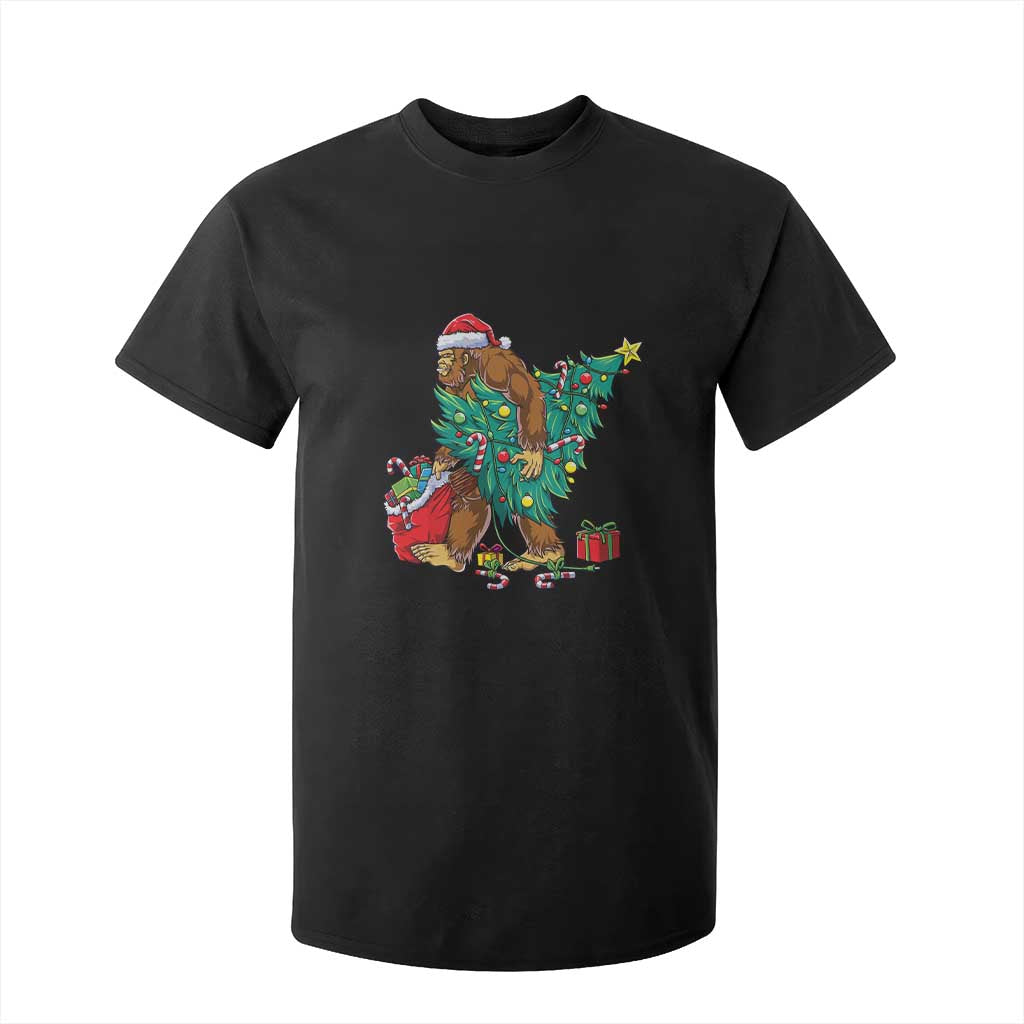 Bigfoot Christmas Tree T Shirt For Kid Xmas Lights Sasquatch Lovers TS02 Black Print Your Wear