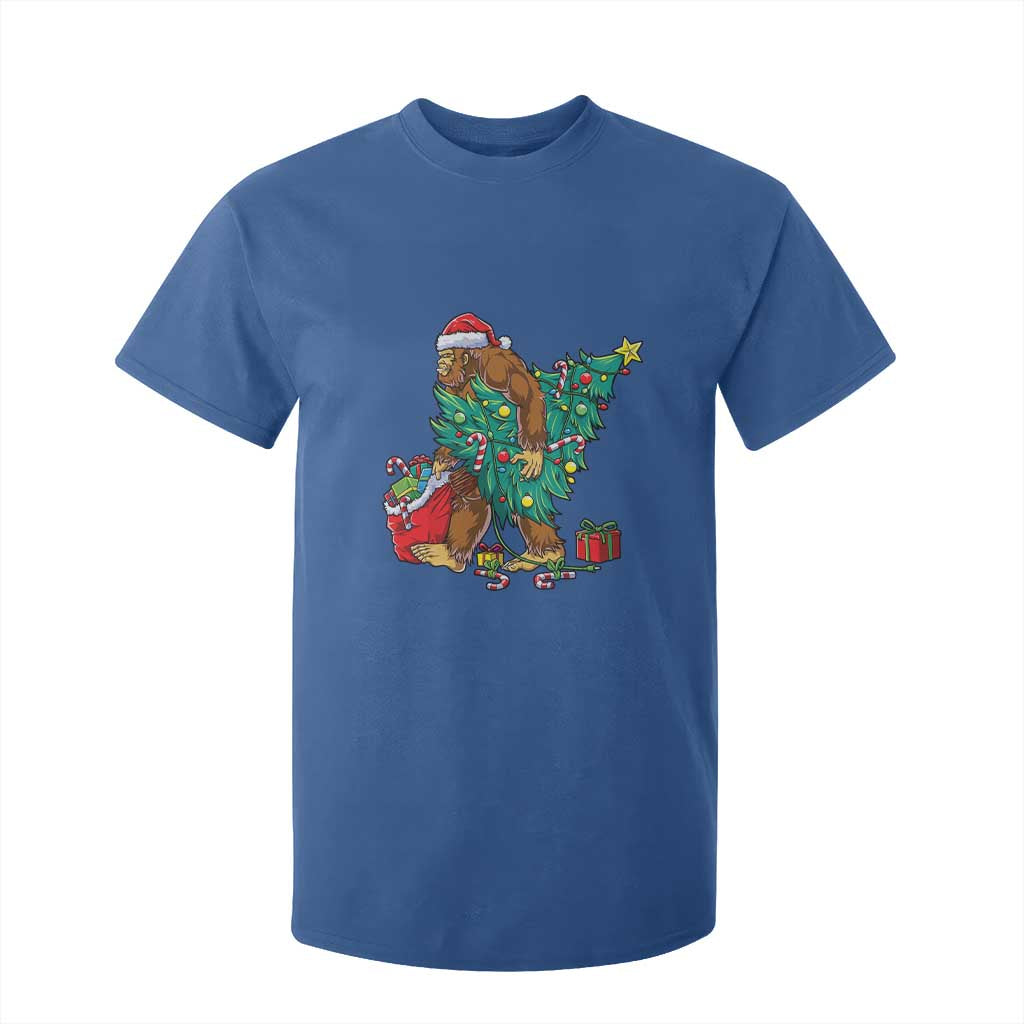 Bigfoot Christmas Tree T Shirt For Kid Xmas Lights Sasquatch Lovers TS02 Royal Blue Print Your Wear