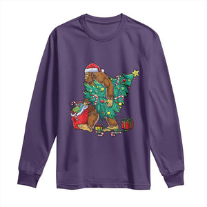Bigfoot Christmas Tree Long Sleeve Shirt Xmas Lights Sasquatch Lovers TS02 Purple Print Your Wear