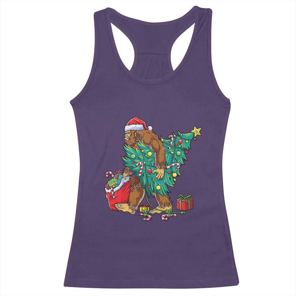 Bigfoot Christmas Tree Racerback Tank Top Xmas Lights Sasquatch Lovers TS02 Purple Print Your Wear