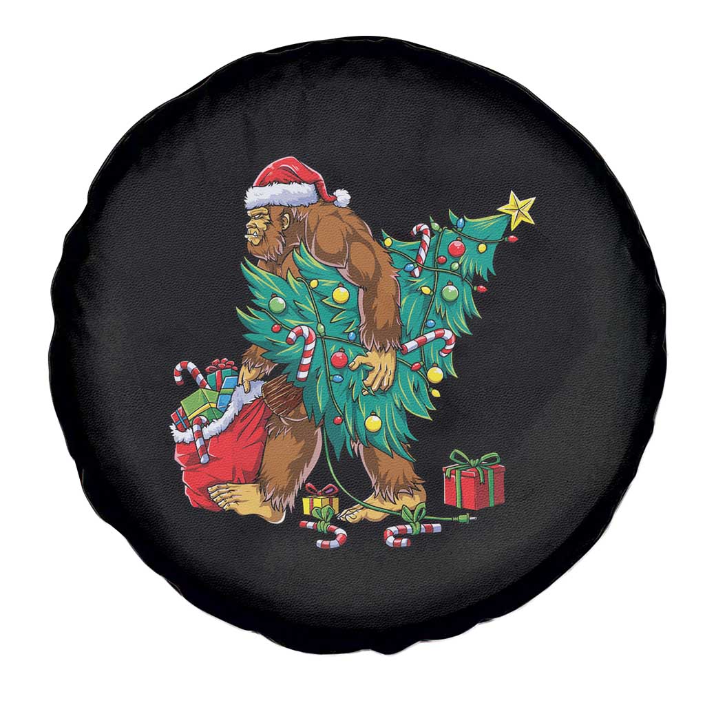 Bigfoot Christmas Tree Spare Tire Cover Xmas Lights Sasquatch Lovers TS02 Print Your Wear