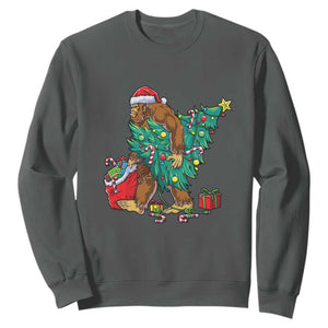 Bigfoot Christmas Tree Sweatshirt Xmas Lights Sasquatch Lovers TS02 Dark Heather Print Your Wear