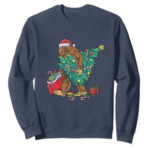 Bigfoot Christmas Tree Sweatshirt Xmas Lights Sasquatch Lovers TS02 Navy Print Your Wear