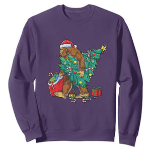 Bigfoot Christmas Tree Sweatshirt Xmas Lights Sasquatch Lovers TS02 Purple Print Your Wear