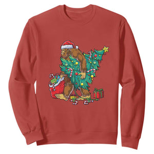 Bigfoot Christmas Tree Sweatshirt Xmas Lights Sasquatch Lovers TS02 Red Print Your Wear