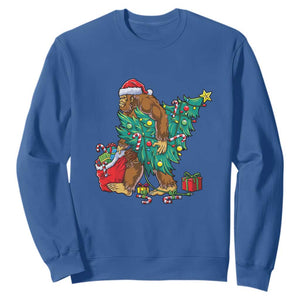 Bigfoot Christmas Tree Sweatshirt Xmas Lights Sasquatch Lovers TS02 Royal Blue Print Your Wear