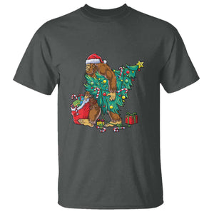 Bigfoot Christmas Tree T Shirt Xmas Lights Sasquatch Lovers TS02 Dark Heather Print Your Wear