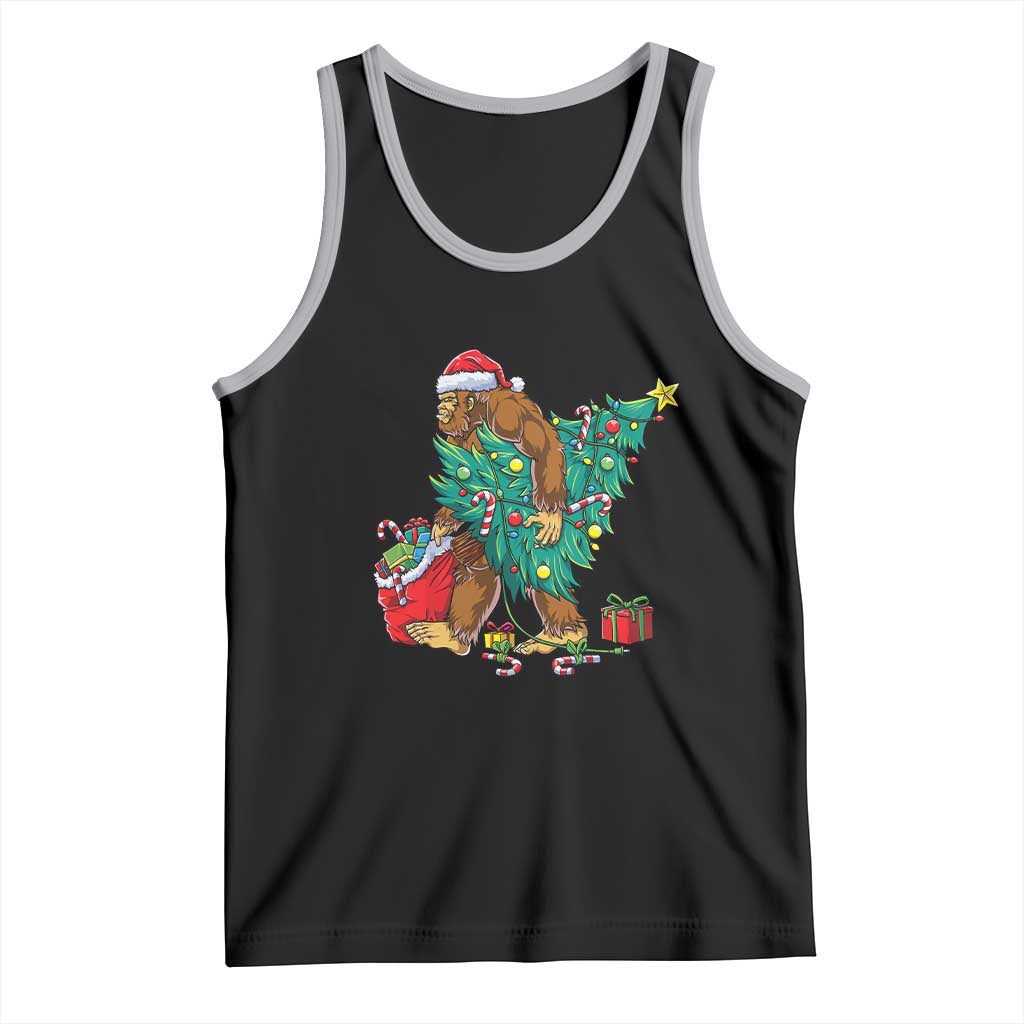 Bigfoot Christmas Tree Tank Top Xmas Lights Sasquatch Lovers TS02 Black Athletic Heather Print Your Wear