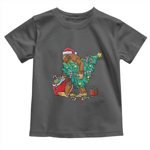 Bigfoot Christmas Tree Toddler T Shirt Xmas Lights Sasquatch Lovers TS02 Dark Heather Print Your Wear