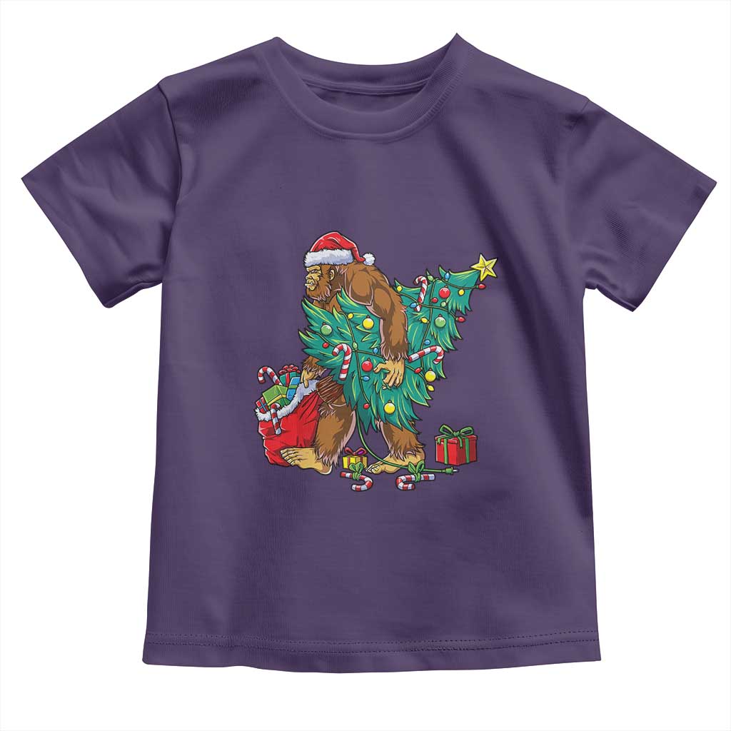 Bigfoot Christmas Tree Toddler T Shirt Xmas Lights Sasquatch Lovers TS02 Purple Print Your Wear
