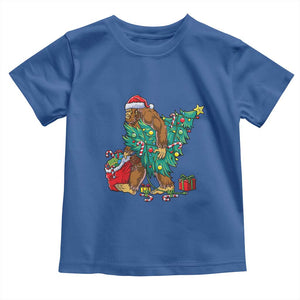 Bigfoot Christmas Tree Toddler T Shirt Xmas Lights Sasquatch Lovers TS02 Royal Blue Print Your Wear