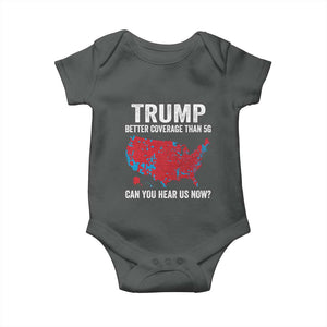 Trump Won 2024 Baby Onesie Better Coverage Than 5G Can You Hear Us Now American TS02 Dark Heather Print Your Wear