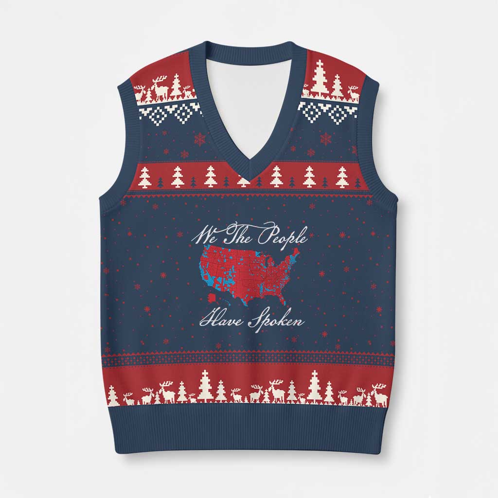 Trump Won We the People Have Spoken V-Neck Knit Sweater Vest American US Map TS02 Navy Red Print Your Wear
