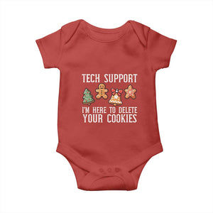 Funny Christmas Tech Support Baby Onesie Here To Delete Cookies Festive Xmas TS02 Red Print Your Wear