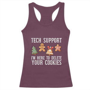 Funny Christmas Tech Support Racerback Tank Top Here To Delete Cookies Festive Xmas TS02 Maroon Print Your Wear