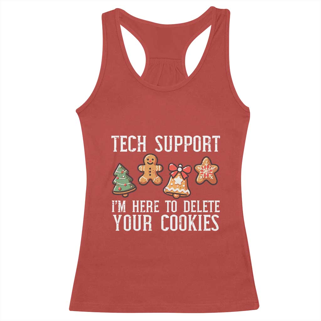 Funny Christmas Tech Support Racerback Tank Top Here To Delete Cookies Festive Xmas TS02 Red Print Your Wear