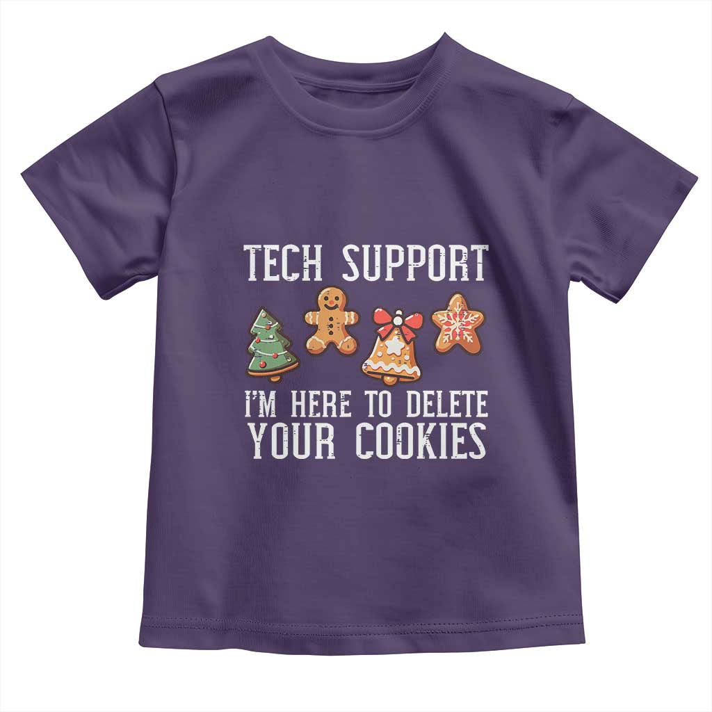 Funny Christmas Tech Support Toddler T Shirt Here To Delete Cookies Festive Xmas TS02 Purple Print Your Wear