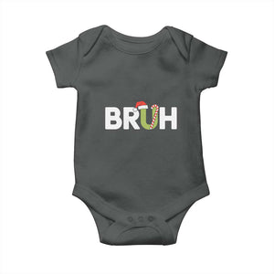 Funny Christmas Bruh Baby Onesie Candy Cane Santa Hat Festive Xmas Matching TS02 Dark Heather Print Your Wear