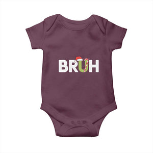 Funny Christmas Bruh Baby Onesie Candy Cane Santa Hat Festive Xmas Matching TS02 Maroon Print Your Wear