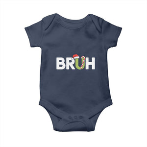 Funny Christmas Bruh Baby Onesie Candy Cane Santa Hat Festive Xmas Matching TS02 Navy Print Your Wear