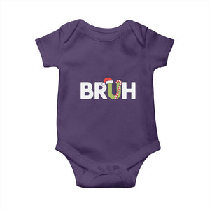 Funny Christmas Bruh Baby Onesie Candy Cane Santa Hat Festive Xmas Matching TS02 Purple Print Your Wear