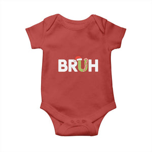 Funny Christmas Bruh Baby Onesie Candy Cane Santa Hat Festive Xmas Matching TS02 Red Print Your Wear