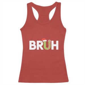 Funny Christmas Bruh Racerback Tank Top Candy Cane Santa Hat Festive Xmas Matching TS02 Red Print Your Wear